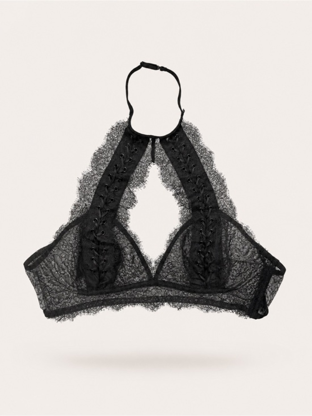 Victoria’s Secret Black Lace Halter Bralette | Size Medium